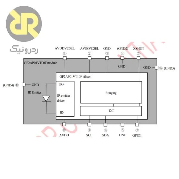 سنسور GP2AP01VT سنسور فاصله سنج 2-10cm - Image 3