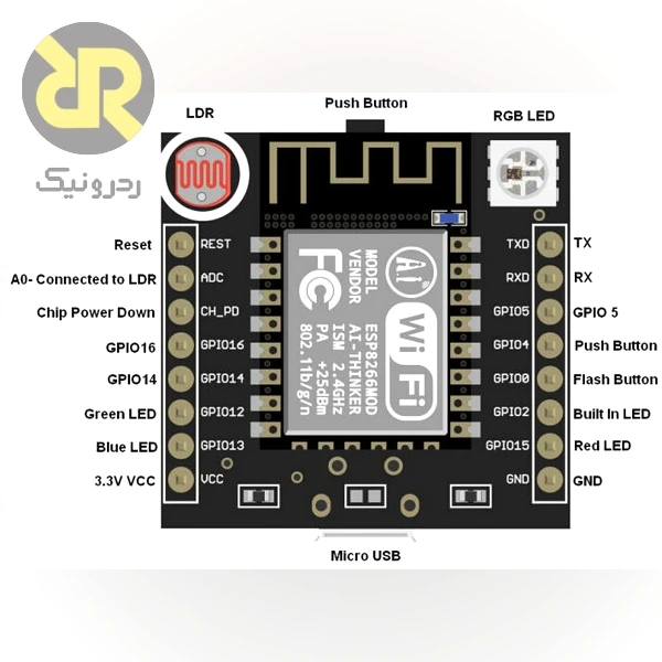 ماژول ESP8266-WITTY توسعه وایفای IoT Sensor Board - Image 5