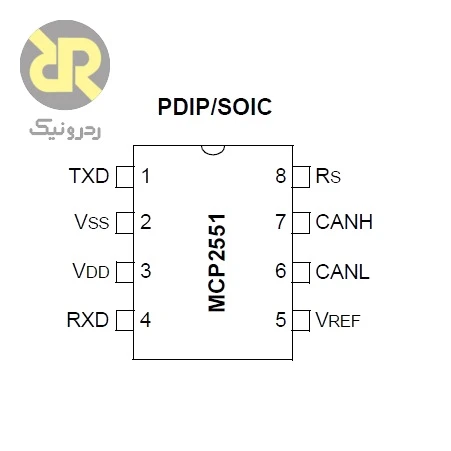 آی سی MCP2551 فرستنده گیرنده CAN با پروتکل CAN - Image 2
